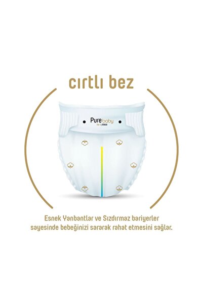 Pure Baby Organik Pamuklu Cırtlı Bez 4'lü Paket 6 Numara Xlarge 128 Adet