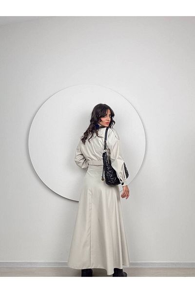 GİZONLY Women's Knitwear Bottom Top Set Buttoned Jacket and Skirt