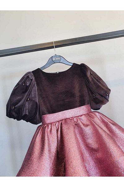 SCSTİL Black Velvet Silvery Girl's Dress