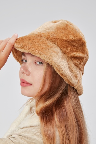 derikem Pălărie de pescar pentru femei Bucket de pluș Pălărie moale și păroas...