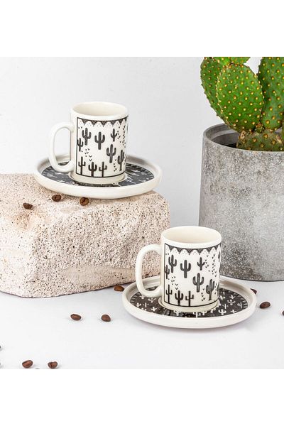 ATÖLYE247 Cactus Motif Set of 2 Coffee Cups