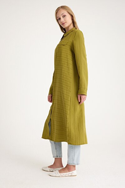 QANU Πουκάμισο με αγκράφα Modal Oil Green