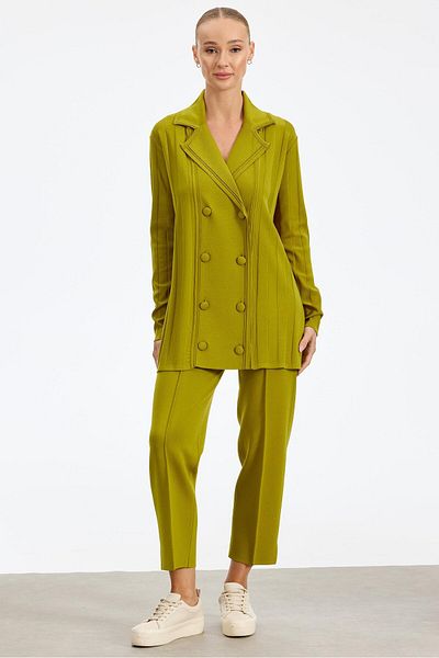 Tığ Triko Double Breasted Buttoned Rayon Suit Acid