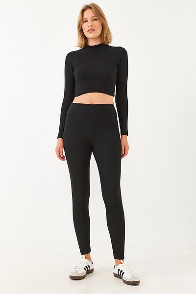 Bianco Lucci Women's Tights Crop Top-Bottom Set 149 60251869