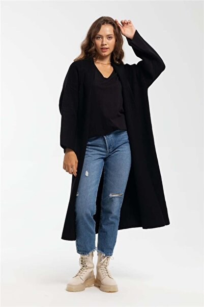 Avrile Kadın Salaş Triko Hırka SİYAH