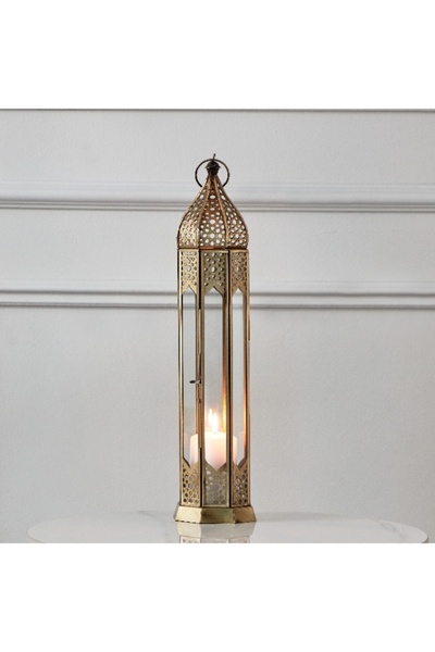 Home Box فانوس معدني عتيق من إيزابا - 9x9x48 سم