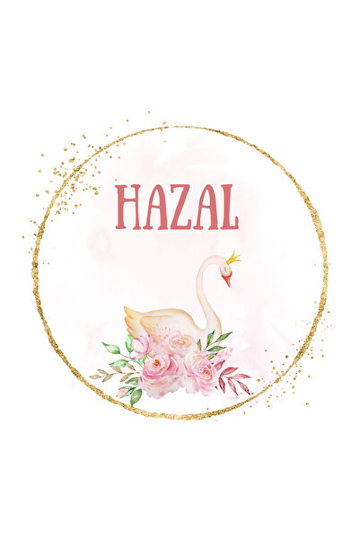 Pera İsme Özel Kuğu Tema Yuvarlak Bebek Sticker/etiket 4 Cm 72 Adet