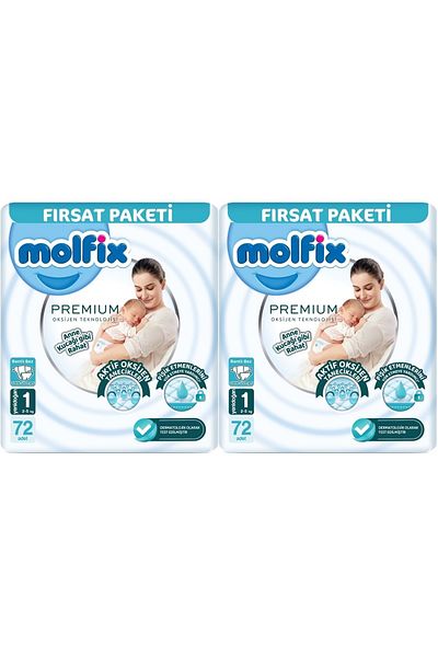 Molfix Premium Newborn Diapers - 2-5kg, 144 Pieces, Economic Ultra Opportunity Package