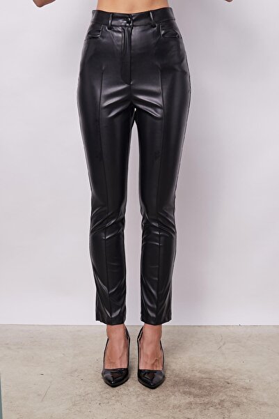 Jument Women's Light Lycra Trousers with High Waist and German Pockets -VioletBlack