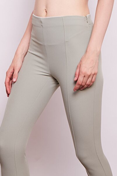 Jument Power Strech Stretch Fabric Slim Fit High Waist Elastic Waist Ankle Length Fabric Trousers-Cagla Green