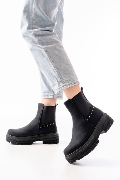Moda Asmira 749-2005 Black Emerald Flat Heeled Elastic Daily Women's Boots