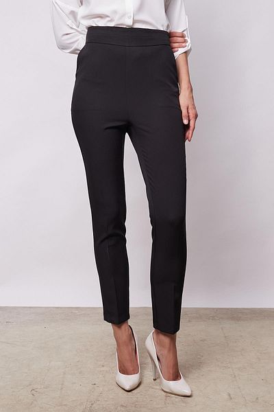 Jument Light Lycra Black Women's Trousers with High Waist and Side Pockets