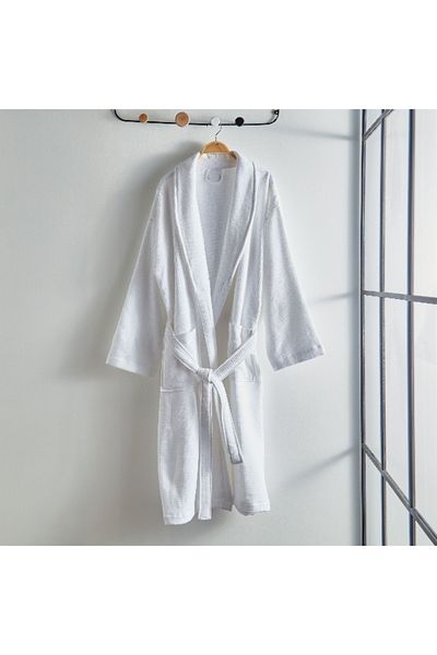 Home Box Luxe Waffle Terry Cotton Bathrobe - Medium