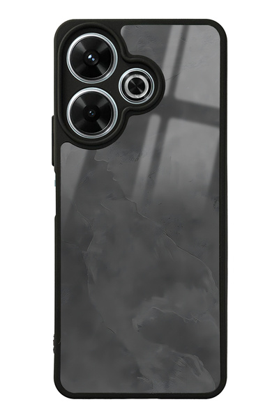 Spoyi Xiaomi Redmi 13 4G Gri Mermer Tasarımlı Glossy Telefon Kılıfı