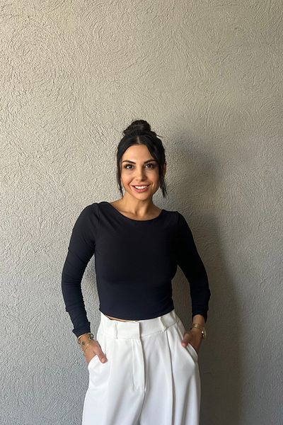 Seda Yalçın Atelier Black Back Detailed Crop
