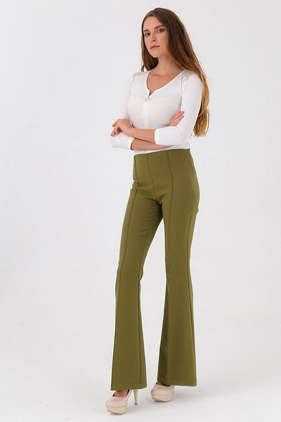Jument Jambiere evazate cu talie înaltă în față și în spate Pantaloni din material lycra - kaki