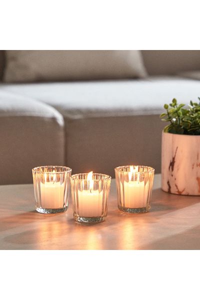 Home Box Tria Clear 3-Piece Tealight Holder Set - 6x6 cm