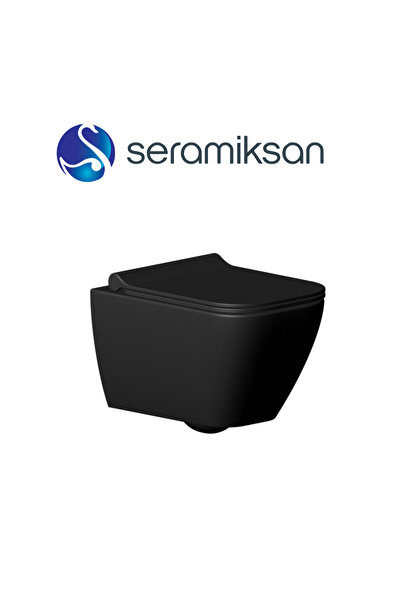 Seramiksan Saturn Kanalsız Mat Siyah Asma Klozet A141201h, Yavaş Kapak