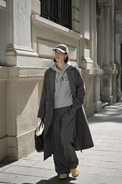 KADRİYE BAŞTÜRK Gray Draped Loose Palazzo Trousers