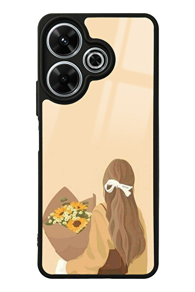 Spoyi Xiaomi Redmi 13 4G Çiçekli Kız Tasarımlı Glossy Telefon Kılıfı