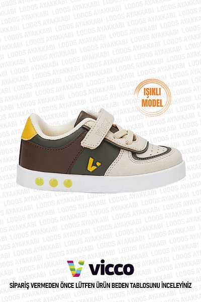 Vicco Sam Model Lighted Baby Boy and Kids Sneakers Khaki Sneakers