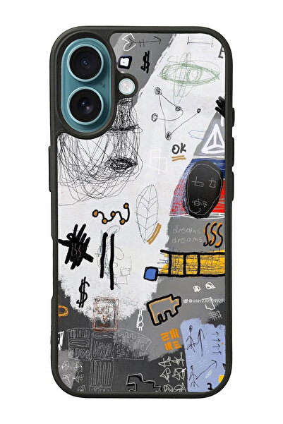 Spoyi iPhone 16 Matematik Tahtası Tasarımlı Glossy Telefon Kılıfı