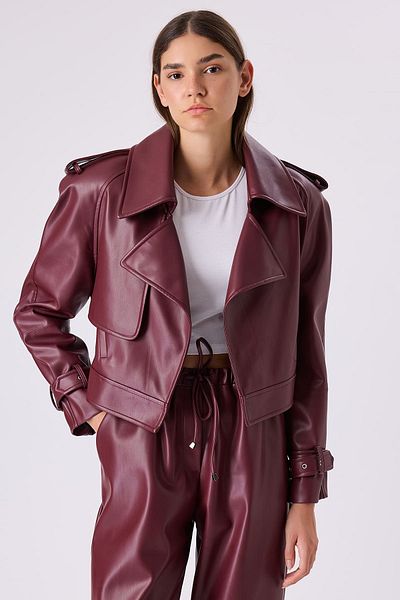 candybia Women's Padded Equivalent Leather Jacket