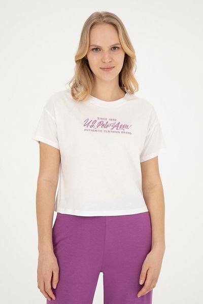U.S. Polo Assn. Ecru γυναικείο μπλουζάκι - Crew Neck, 50282898 -VR019
