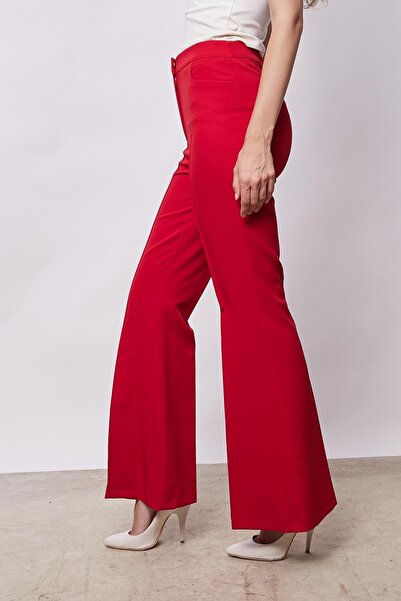 Jument Kadın Yüksek Bel Cepli İspanyol Paça Önü Dikişli Hafif Likralı Kumaş Pantolon(Ceket kodu Jument 3008