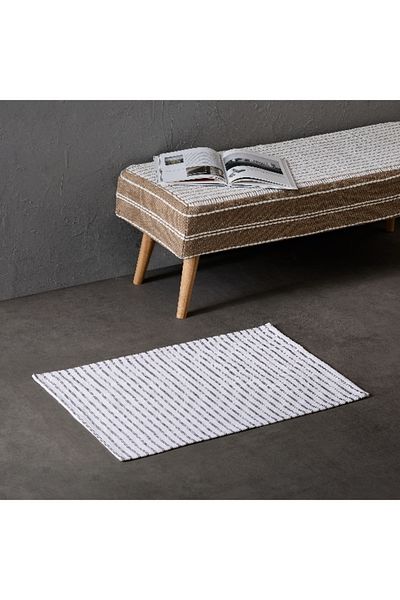 Home Box Allan Snow Recycled Cotton Dhurrie - 50x80 cm
