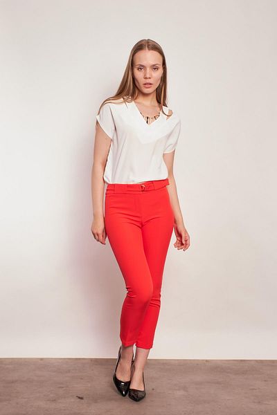 Jument Curea groasă D Cataramă Lungime la gleznă Talie normală Pantaloni din țesătură lycra-coral