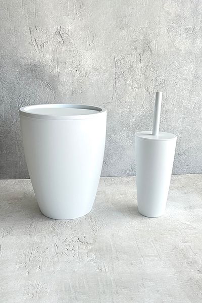 Prima Nova Σετ μπάνιου Pure White 2 τεμαχίων - Κάδος απορριμμάτων και βούρτσα τουαλέτας