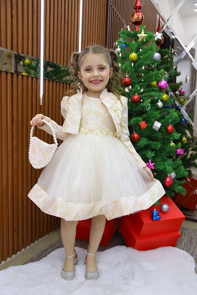 MİSS RAİN Flower Embroidered Tular Girl's Dress Bag with Jacket
