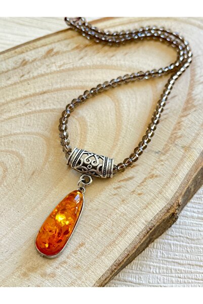 Minimas Et Cie. Baltık Amberi Ve Dumanlı Kuvars Smoky Horizons Kolye