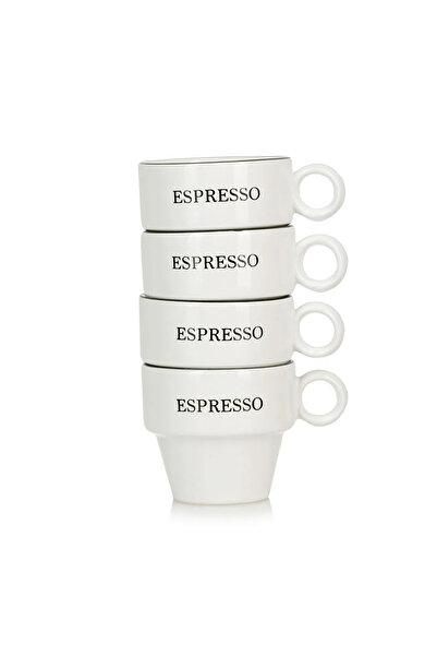 LC Waikiki Lcw Home Black Printed Ceramic Mug Set of 4