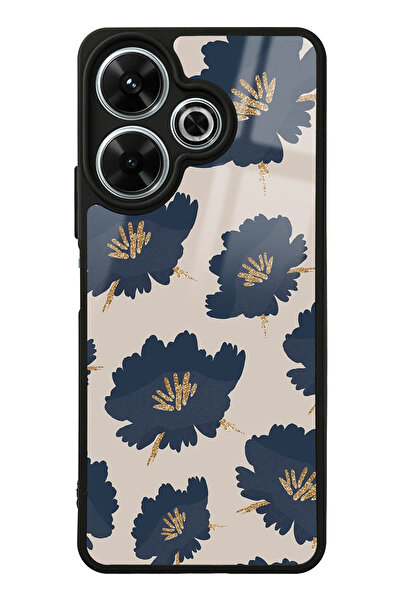 Spoyi Xiaomi Redmi 13 4G Blue Flowers Tasarımlı Glossy Telefon Kılıfı