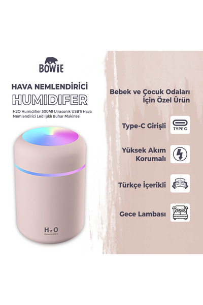 yakuppolt Ultrasonik Hava Nemlendirici Buhar Makinası Bebek Çocuk Odaları için humidifer 7 renk rgb ışıklı