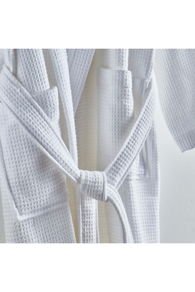 Home Box Luxe Waffle Terry Cotton Bathrobe - Medium