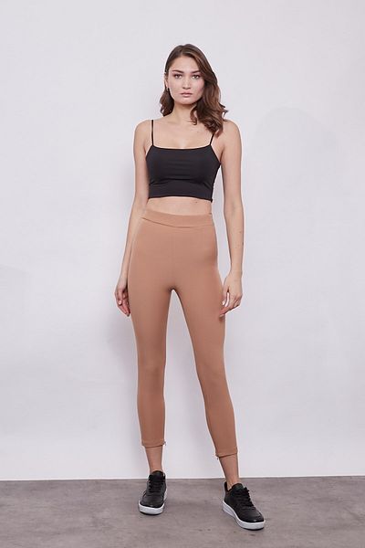 Jument Ψηλόμεσο Lycra Flexible Fabric Leg Zipper Λεπτομερές κομψό παντελόνι από ύφασμα-καμήλα