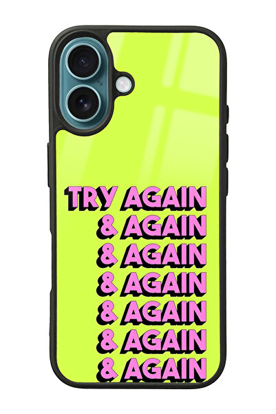 Spoyi iPhone 16 Try Again Tasarımlı Glossy Telefon Kılıfı