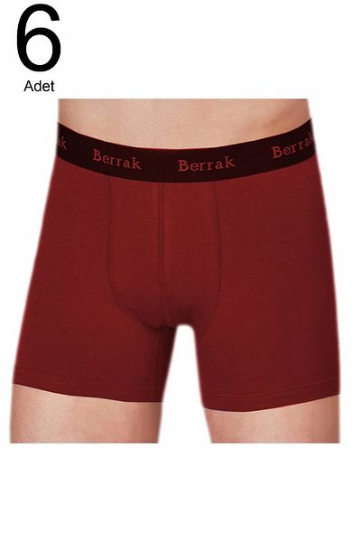 MYS GRUP TEKSTİL Men's 6-Piece Claret Red Color Modal Lycra Boxer-Shorts with Thick Belt Clear / 4476