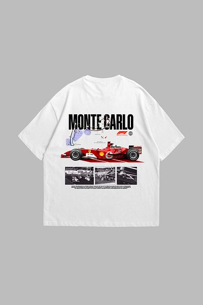 Sekizbiraltı Λευκό μπλουζάκι Unisex Premium με στάμπα Monte Carlo Car