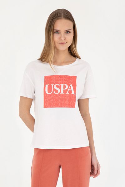 U.S. Polo Assn. Tricou de damă ecru cu gât crew 50282904 -VR019