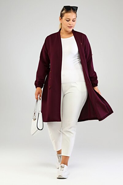 Ferace Γυναικεία μακριά Hijab Cardigan Ottoman Organ Steel Plum