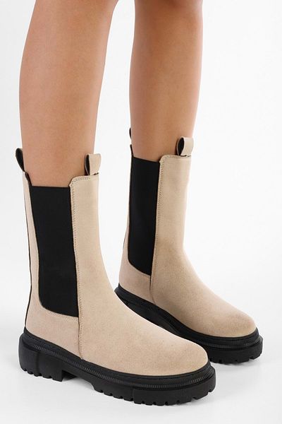 Shoeberry Gaze Beige Wildlederstiefel für Damen