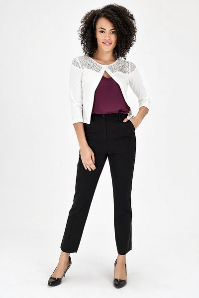 Jument Bolero Capri cu mânecă din dantelă, elegantă, de birou, cardigan - crem