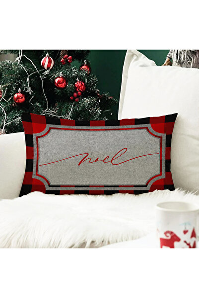 Evmila Față de pernă din catifea cu model de Crăciun cu tema de Anul Nou 35x5...