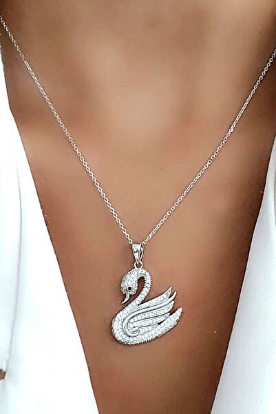OSESHOP Sky diamond taşlı 925ayar gümüş kuğu kolye