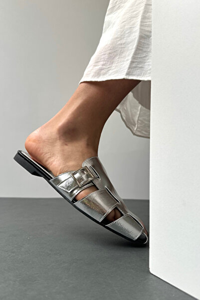 Mupa Shoes Women's Slipper SILVER Patent Leather