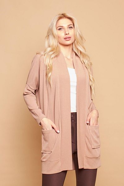 Jument Guler șal Buzunar pentru liliac Mânecă lungă Ocazional Supradimensionat Tricotaj ușor din Lycra Cardigan-Bej închis